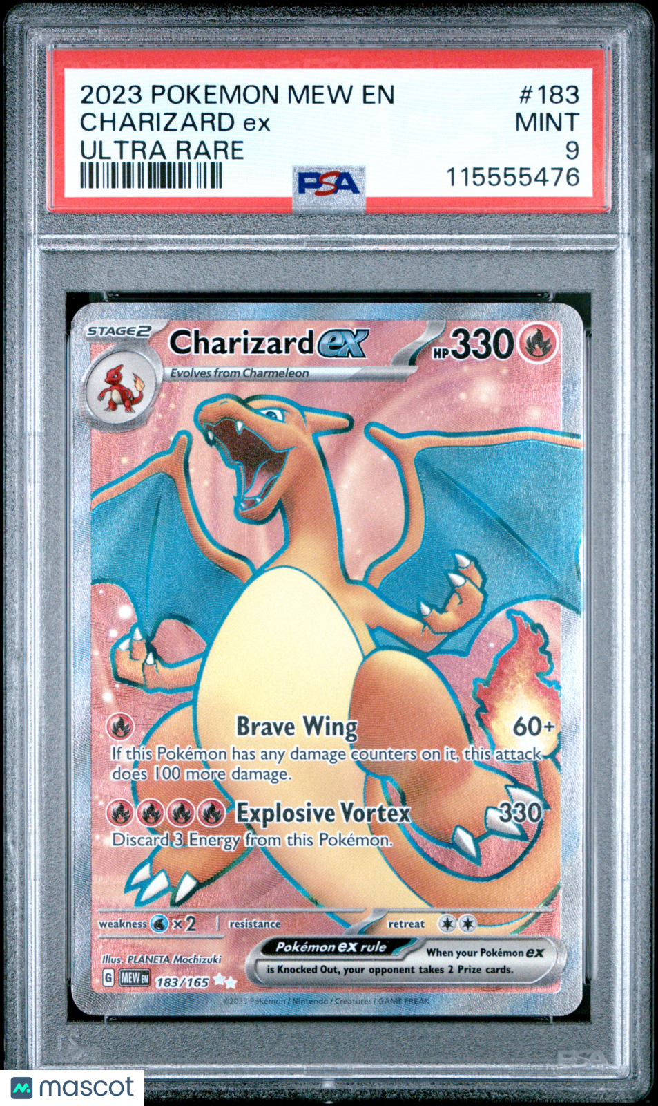 2023 Pokemon Mew EN-151 Charizard EX #183 Ultra Rare PSA 9