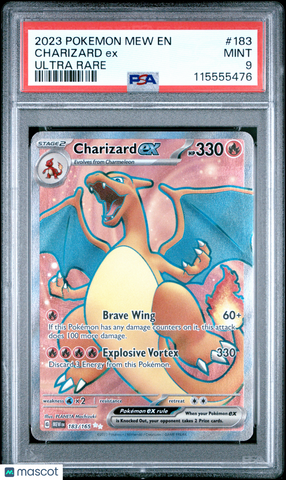 2023 Pokemon Mew EN-151 Charizard EX #183 Ultra Rare PSA 9