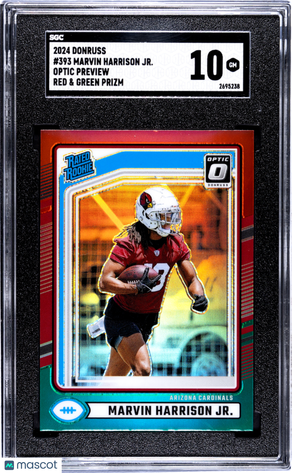 Marvin Harrison JR. - 2024 Donruss Optic Preview Red & Green Prizm SGC 10