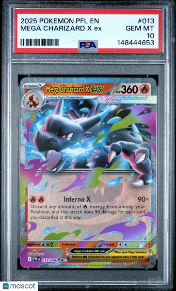2025 Pokemon PFL EN-Phantasmal Flames Mega Charizard X EX PSA 10 #013