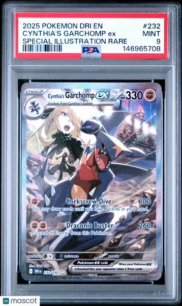 2025 Pokemon Dri EN-Destined Rivals Cynthia's Garchomp EX Special Illustration Rare PSA 9 #232