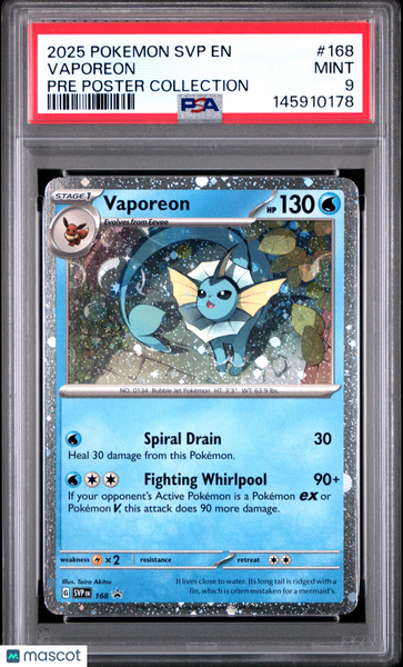 2025 Pokemon SVP EN-SV Black Star Promo Vaporeon  Poster Collection PSA 9 #168