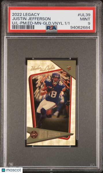 Justin Jefferson - 2022 Panini Legacy Under The Lights Gold Vinyl 1/1 PSA 9