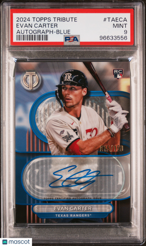 Evan Carter - 2024 Topps Tribute Tribute Auto Blue PSA 9 Rookie /150