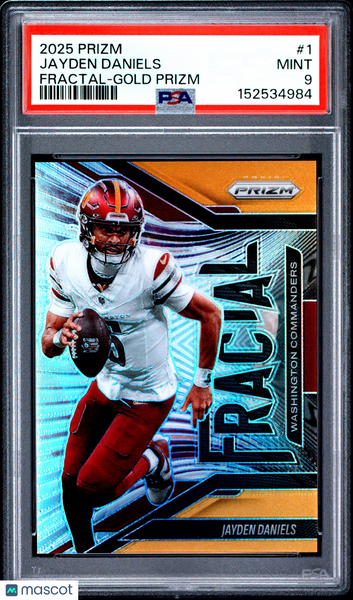Jayden Daniels - 2025 Panini Prizm Fractal Gold PSA 9