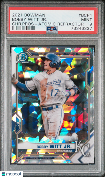 Bobby Witt JR. - 2021 Bowman Chrome Prospects CHR. Pros Atomic Refractor PSA 9