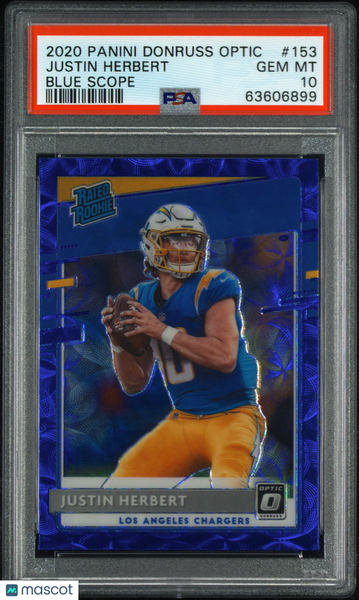 Justin Herbert - 2020 Panini Donruss Optic Blue Scope PSA 10