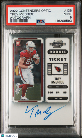 Trey Mcbride - 2022 Panini Contenders Optic Autograph PSA 9
