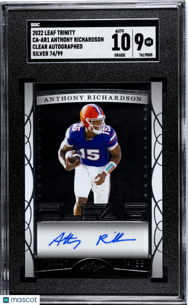 Anthony Richardson - 2022 Leaf Trinity Clear Autograph Silver SGC 9 /99