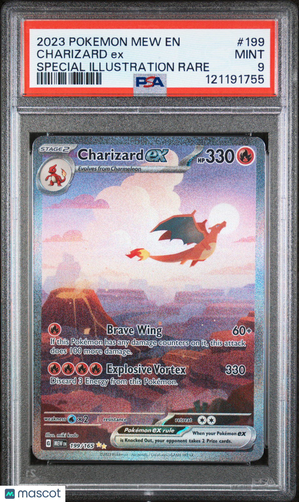 2023 Pokemon Mew EN-151 Charizard EX #199 Special Illustration Rare PSA 9