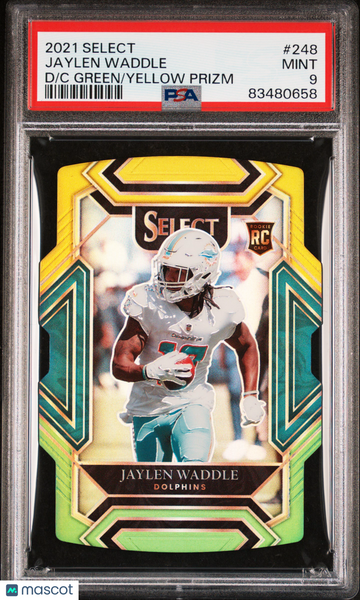 Jaylen Waddle - 2021 Panini Select D Green Yellow Prizm PSA 9