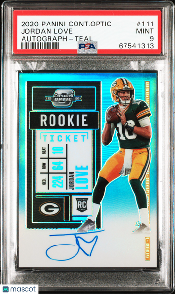 Jordan Love - 2020 Panini Contenders Optic Autograph Teal PSA 9 1/99