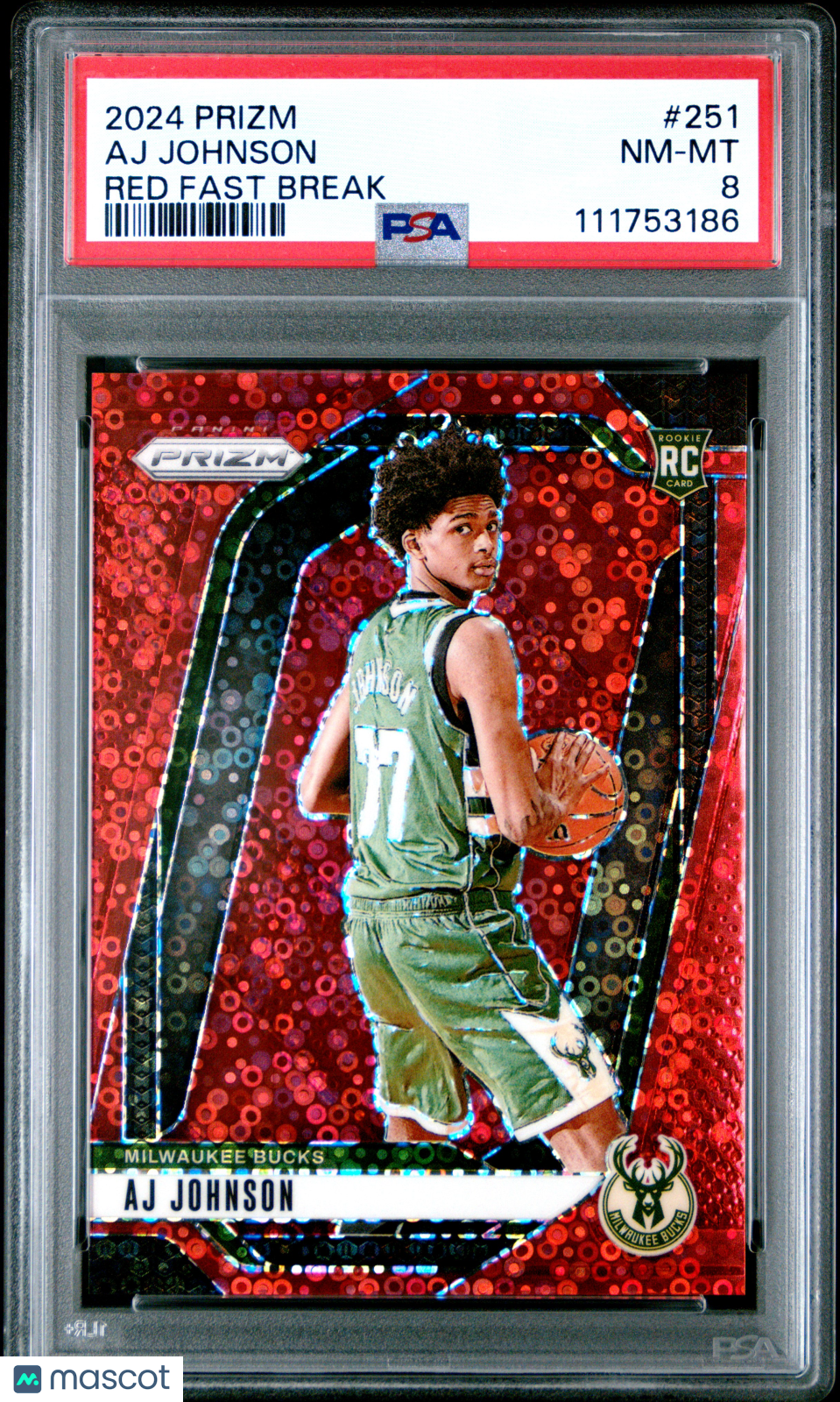 Aj Johnson - 2024 Panini Prizm Red Fast Break PSA 8 004/100