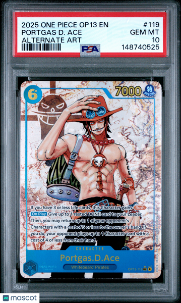2025 One Piece Op13-Carrying On His Will Portgas D. Ace Alternate Art PSA 10 #119