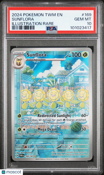 2024 Pokemon TWM EN-Twilight Masquerade Sunflora Illustration Rare PSA 10 #169