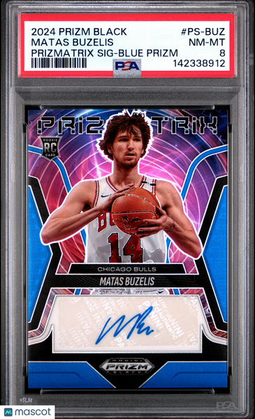 Matas Buzelis - 2024 Panini Prizm Black Prizmatrix Signatures Blue PSA 8 12/49
