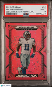 Micah Parsons - 2022 Panini Obsidian Electric Etch Red Flood PSA 9 /29