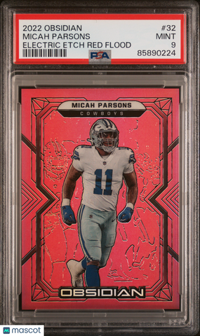 Micah Parsons - 2022 Panini Obsidian Electric Etch Red Flood PSA 9 /29