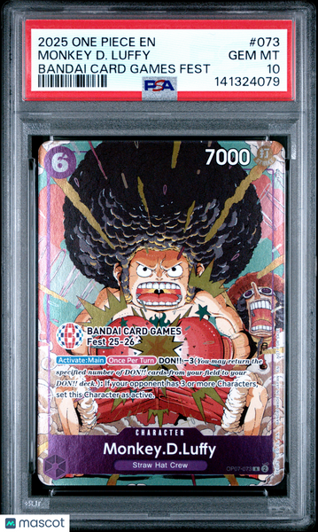 2025 One Piece Promos Monkey D. Luffy Bandai Card Games Fest PSA 10 #073