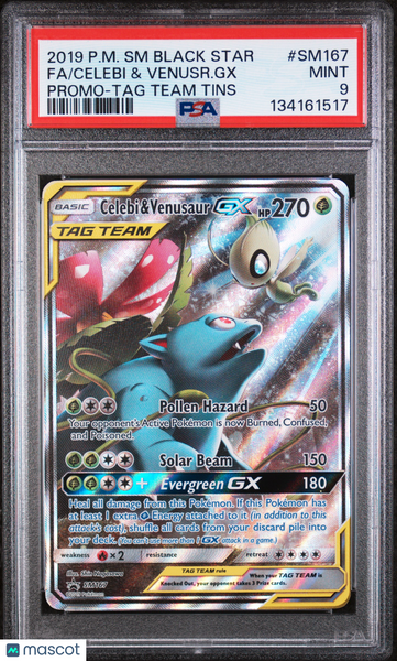 2019 Pokemon Black Star Promo Celebi Venusaur GX TAG Team Tins PSA 9 #SM167