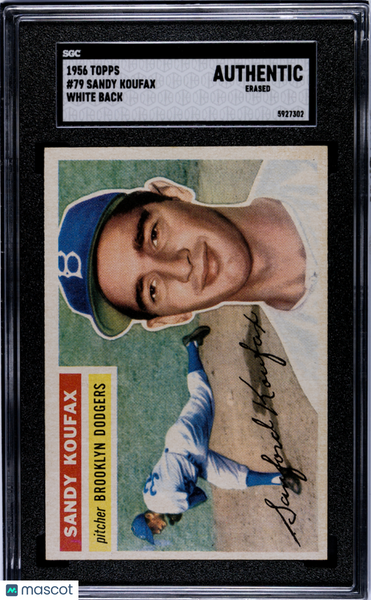 Sandy Koufax - 1956 Topps White Back SGC A Authentic Looks Mint
