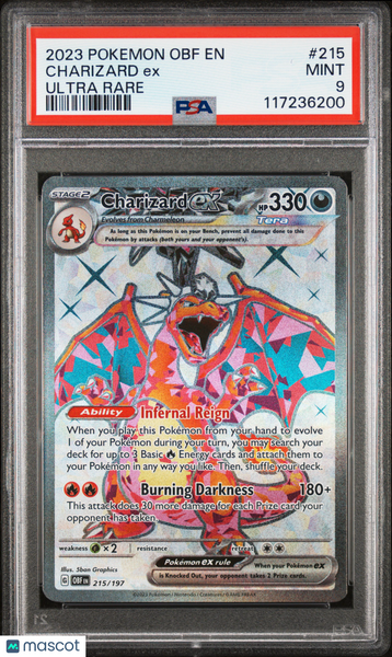 2023 Pokemon Obf EN-Obsidian Flames Charizard EX Ultra Rare PSA 9 #215