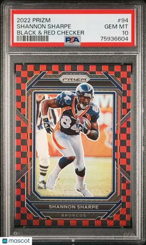 Shannon Sharpe - 2022 Panini Prizm Black & Red Checker PSA 10