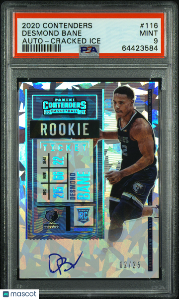Desmond Bane - 2020 Panini Contenders Auto Cracked Ice PSA 9 02/25