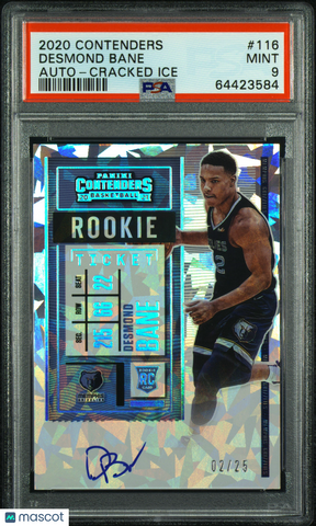 Desmond Bane - 2020 Panini Contenders Auto Cracked Ice PSA 9 02/25