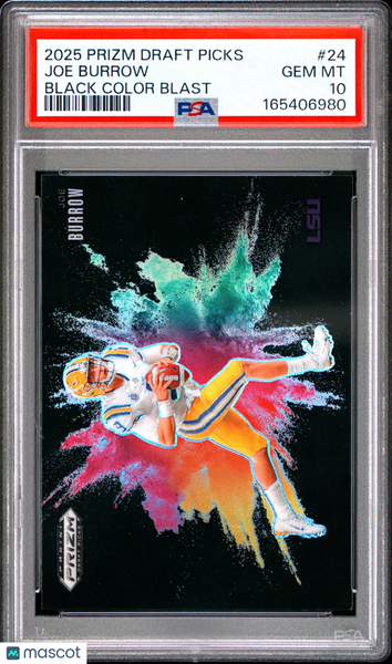 Joe Burrow - 2025 Panini Prizm Draft Picks Black Color Blast #24 PSA 10