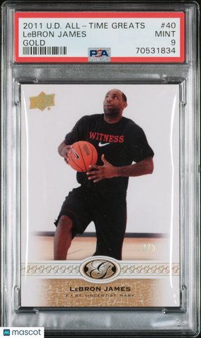 LeBron James - 2011 Upper Deck All-Time Greats Gold PSA 9 /5 2 / 5