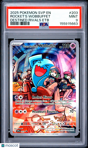 2025 Pokemon SVP EN-SV Black Star Promo Rocket's Wobbuffet PSA 9 #203