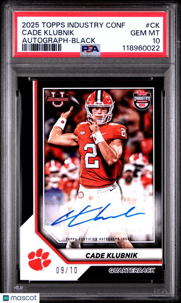 Cade Klubnik - 2025 Topps Industry Conference Autographs Black PSA 10 /10 09/10