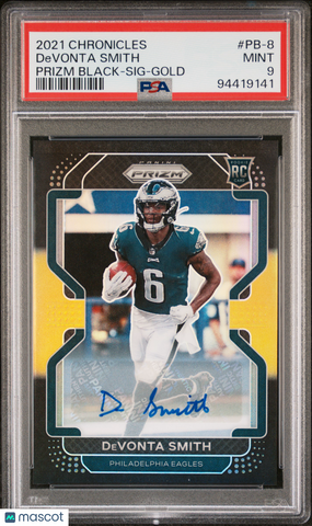 Devonta Smith - 2021 Panini Chronicles Prizm Black SIG Gold PSA 9 9/10