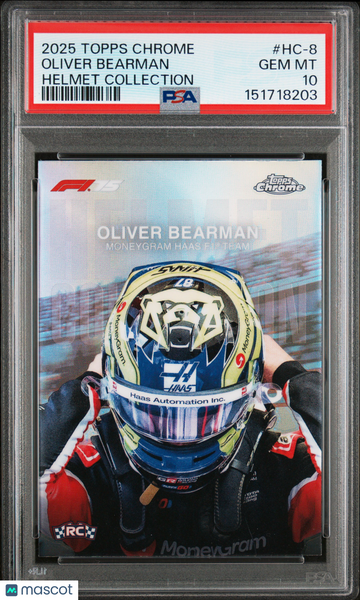 Oliver Bearman - 2025 Topps Chrome Formula 1 Helmet Collection PSA 10