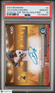 Jackson Chourio - 2024 Bowman Top 100 Auto Gold Refractor /50 PSA 10 Rookie