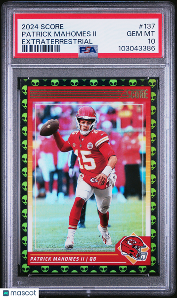 Patrick Mahomes II - 2024 Panini Score Extraterrestrial PSA 10 /