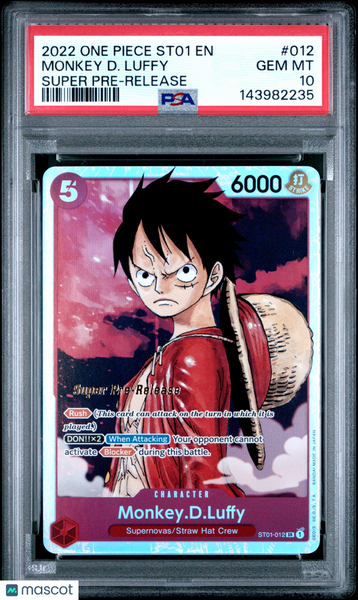 2022 One Piece Starter Deck St01 Monkey D. Luffy Super Pre-Release PSA 10 #012