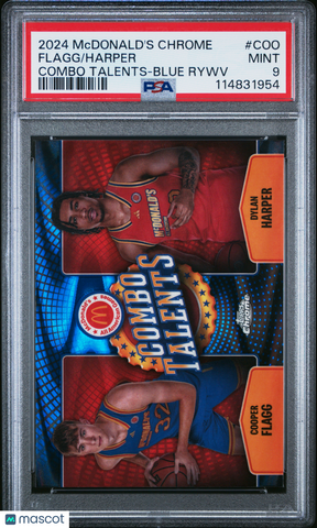 Dylan Harper Cooper Flagg 2024 Topps Chrome Mcdonald's Blue Raywave PSA 9