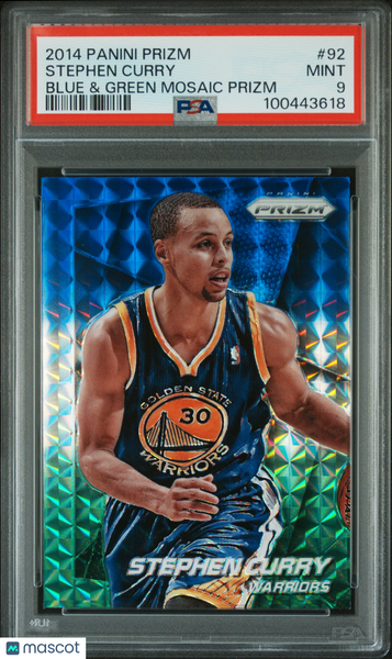Stephen Curry - 2014 Panini Prizm Blue & Green Mosaic #92 PSA 9