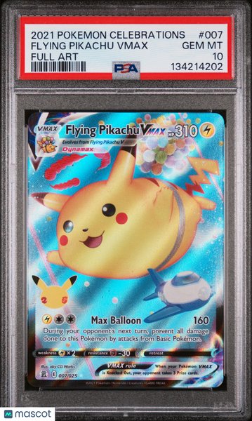 2021 Pokemon Celebrations Flying Pikachu VMAX Full Art PSA 10 #007
