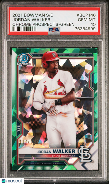 Jordan Walker - 2021 Bowman Sapphire Chrome Prospects Green PSA 10 117/125