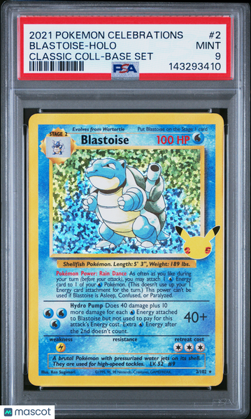 2021 Pokemon Celebrations Classic Collection Blastoise Holo Base Set PSA 9 #2