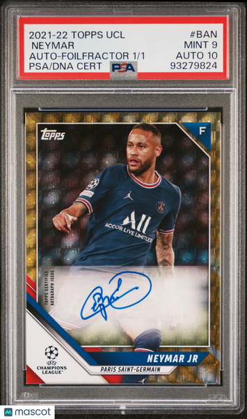 Neymar JR - 2021-2022 Topps UEFA Champions League Autographs Foilfractor PSA 9 1/1