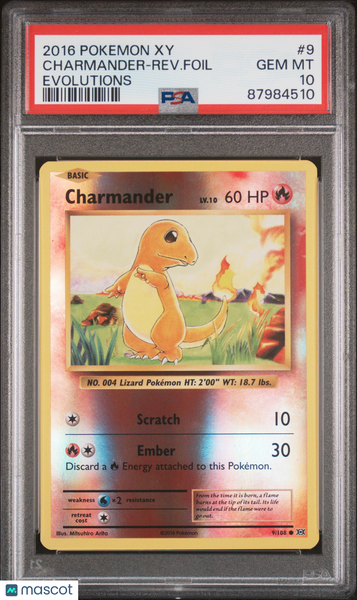 2016 Pokemon Xy Evolutions Charmander-Rev. Foil Evolutions PSA 10 #9