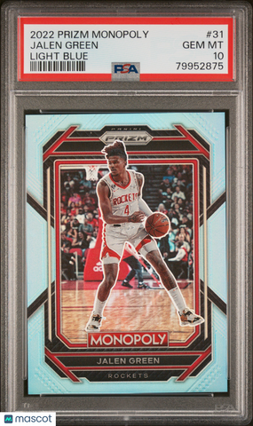 Jalen Green - 2022 Panini Prizm Monopoly Light Blue PSA 10 189/199