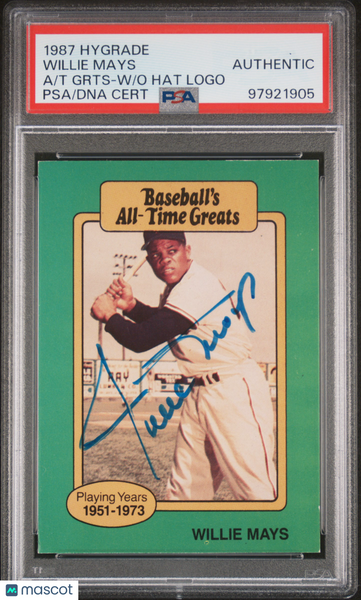 Willie Mays - 1987 Hygrade Baseball's All-Time Greats PSA Authentic Auto