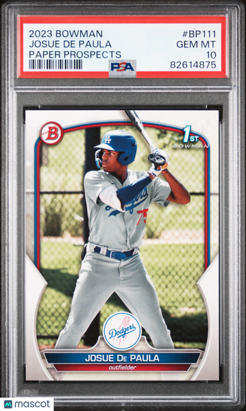 Josue De Paula - 2023 Bowman Paper Prospects PSA 10
