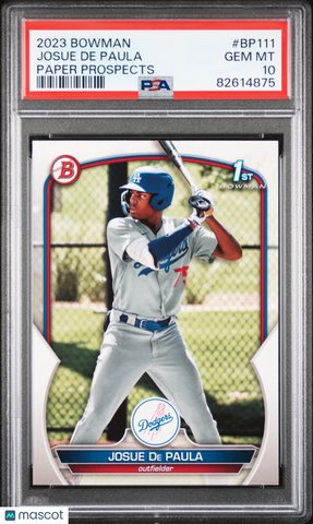Josue De Paula - 2023 Bowman Paper Prospects PSA 10
