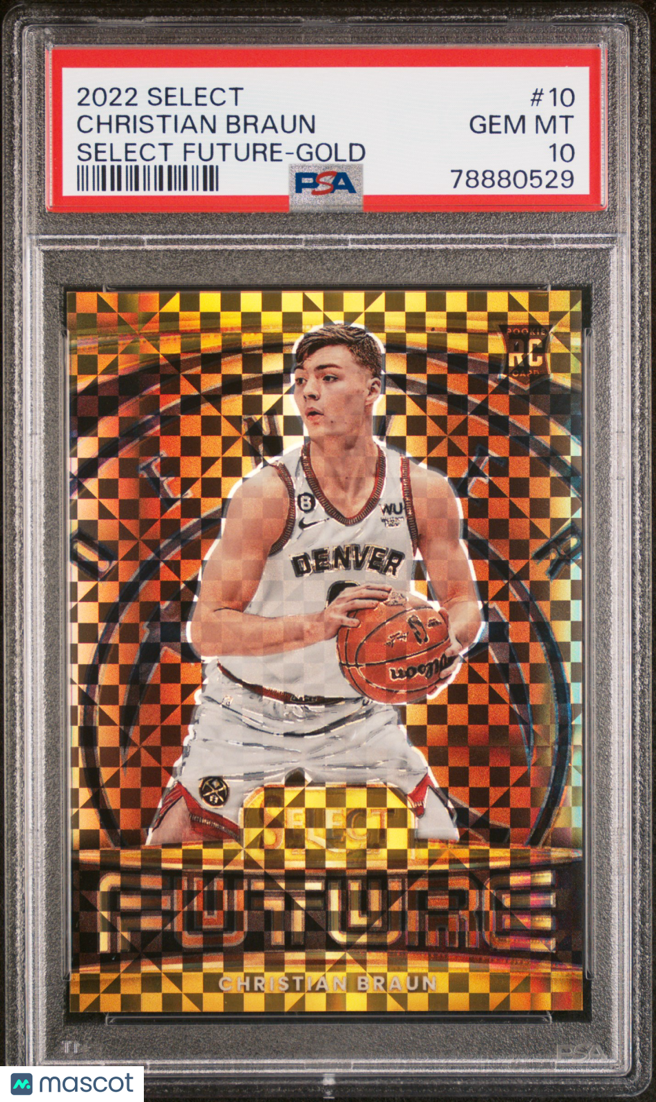 Christian Braun - 2022 Panini Select Select Future Rookie Gold 7/10 PSA 10 #10
